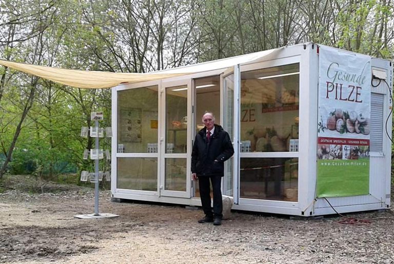 In einem Container bietet der BDC viele Informationen rund um die Kultur von Pilzen.